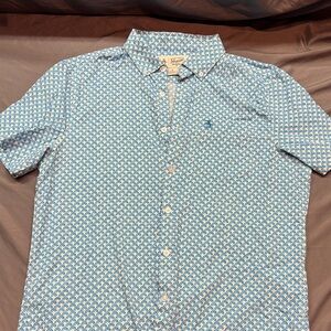 Original Penguin Men's Blue Geometric Print Short Sleeve Shirt